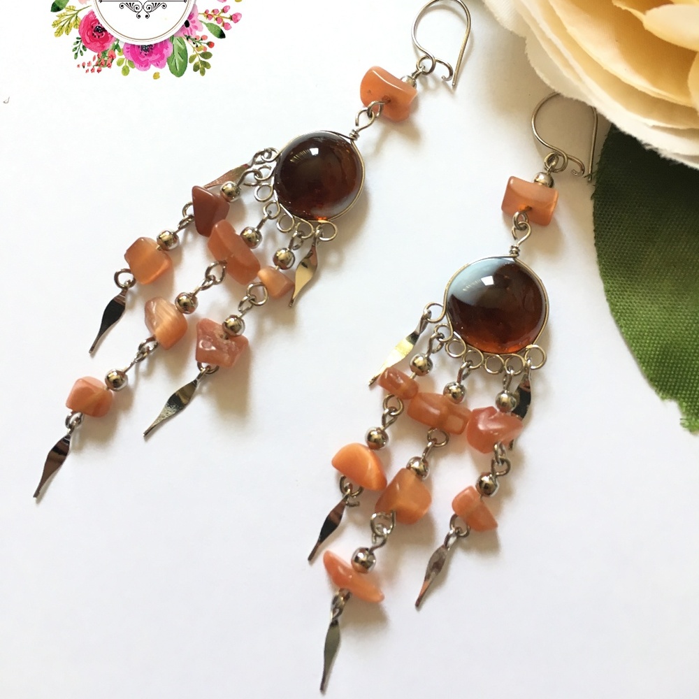 Earrings handmade bohemian jewelry glass